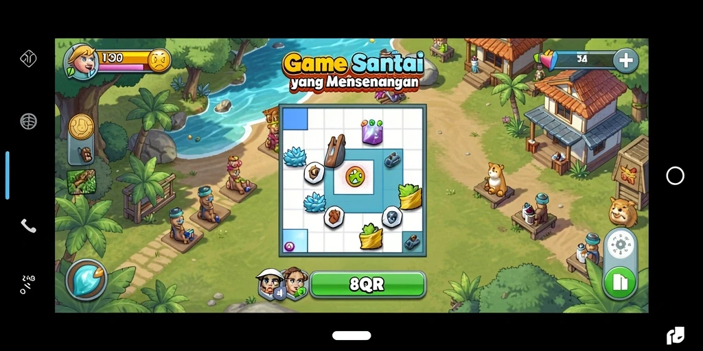 Tampilan gameplay 8QR yang ceria dan menghibur.