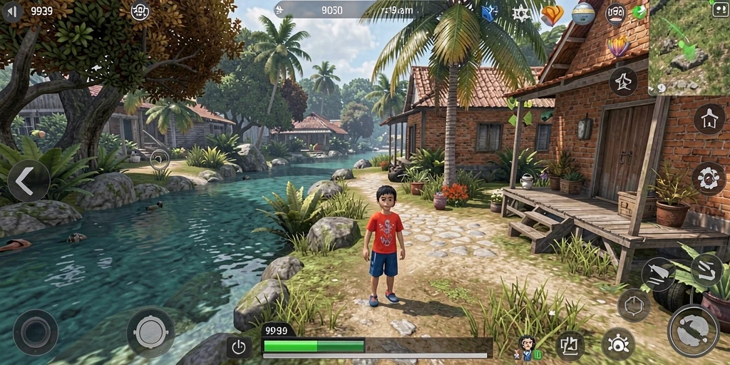Screenshot gameplay 9939 yang menampilkan suasana simulasi kehidupan.
