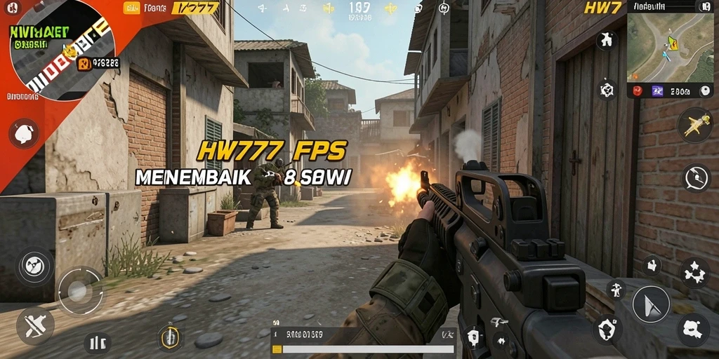 Tampilan gameplay HW777 dengan aksi tembak-menembak yang intens.