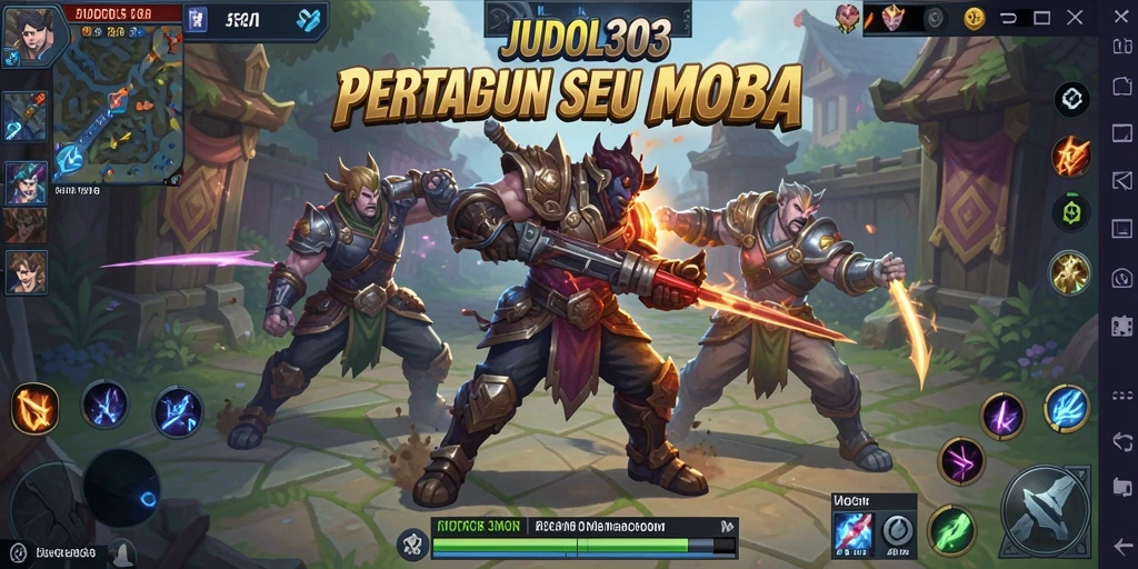 Tampilan gameplay seru JUDOL303 di arena MOBA.