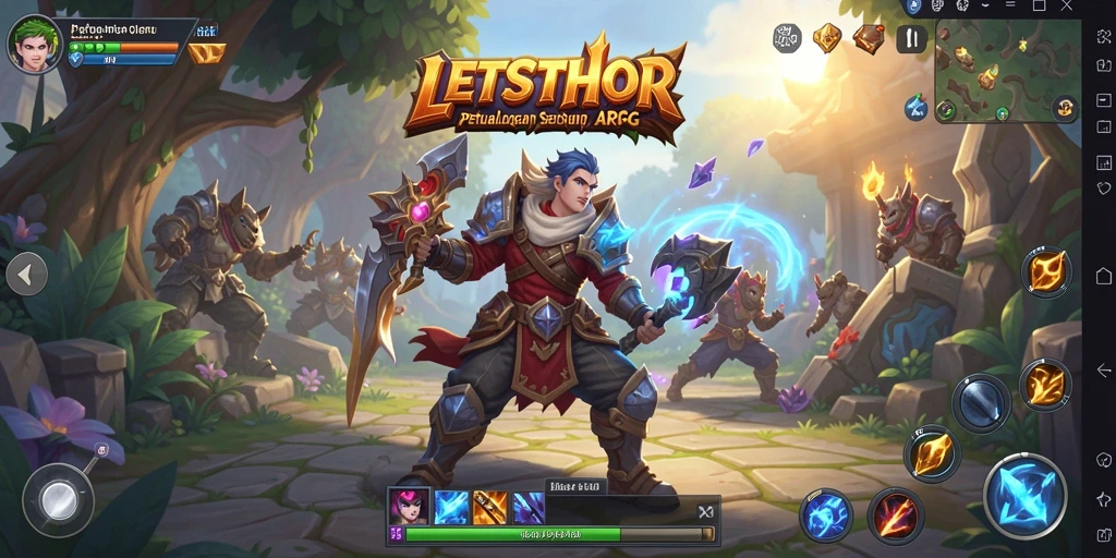 Tampilan menawan dari gameplay LETSTHOR dengan karakter dan monster fantastis.