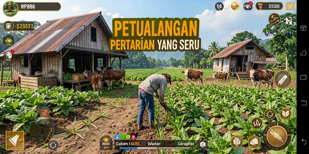 Tampilan gameplay yang menarik di dunia pertanian RP886.