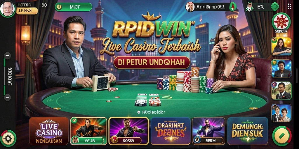 Tampilan gameplay RPIDWIN yang menegangkan dalam suasana kasino nyata.
