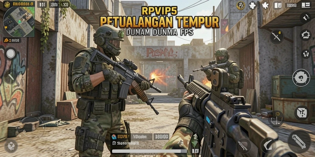 Screenshot RPVIP5 menampilkan aksi tembak-menembak yang mendebarkan.