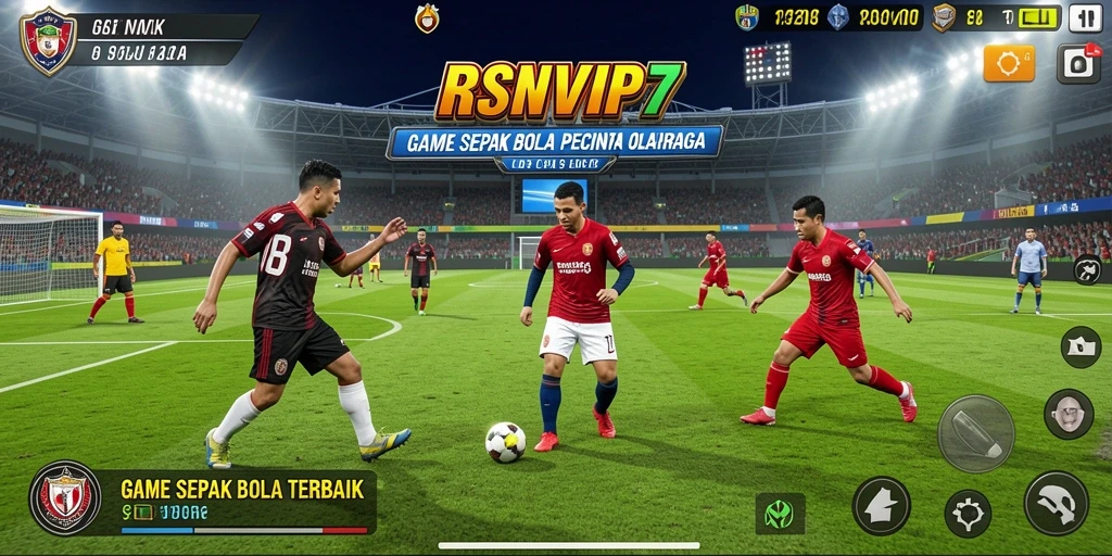 Screenshot gameplay RSNVIP7 yang menampilkan aksi sepak bola seru.