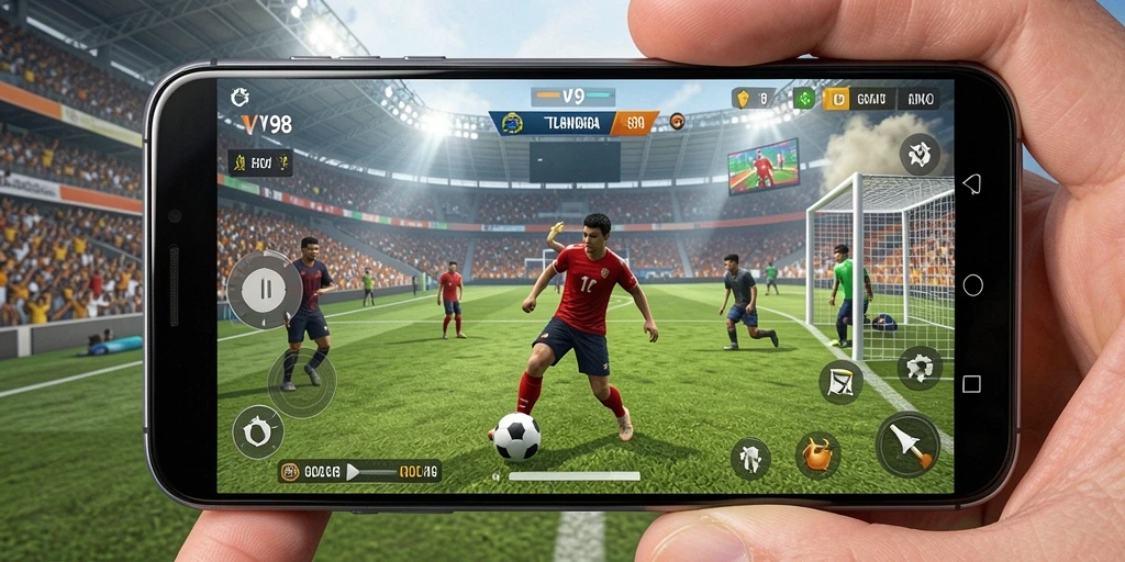 Tampilan gameplay V98 yang intens dan seru.