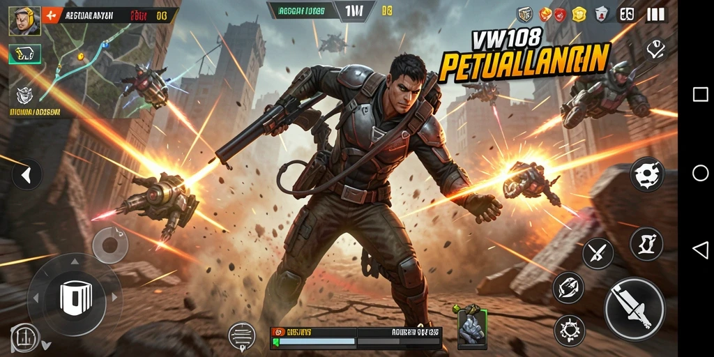 Screenshot VW108 menampilkan aksi intens di tengah pertempuran yang mengasyikkan.