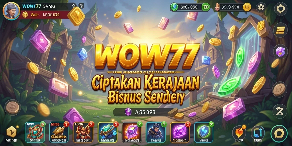 Screenshot WOW77 menampilkan pemain mengelola bisnis dengan antusias.
